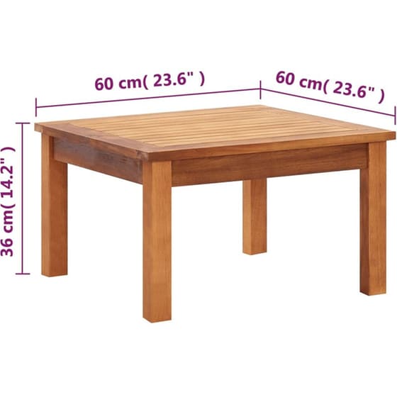 Τραπέζι Εξωτερικού Χώρου VidaXL από Ξύλο 60x60x36 cm - Καφέ image 5