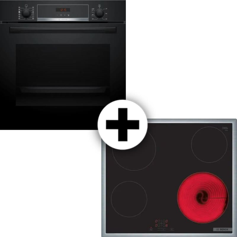 BOSCH HQA574BB3 PKE645BA2E 71 Lt Μαύρο Εντοιχιζόμενος Σετ Φούρνος και Εστία BOSCH