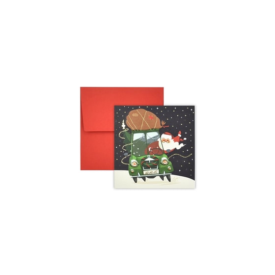 Χριστουγεννιάτικη Κάρτα 7 x 7 Santa Car image 0