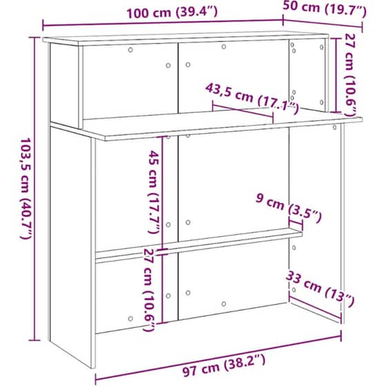 Γραφείο Υποδοχής VidaXL από Τεχνητό Ξύλο 100x50x103,5 cm - Λευκό image 9