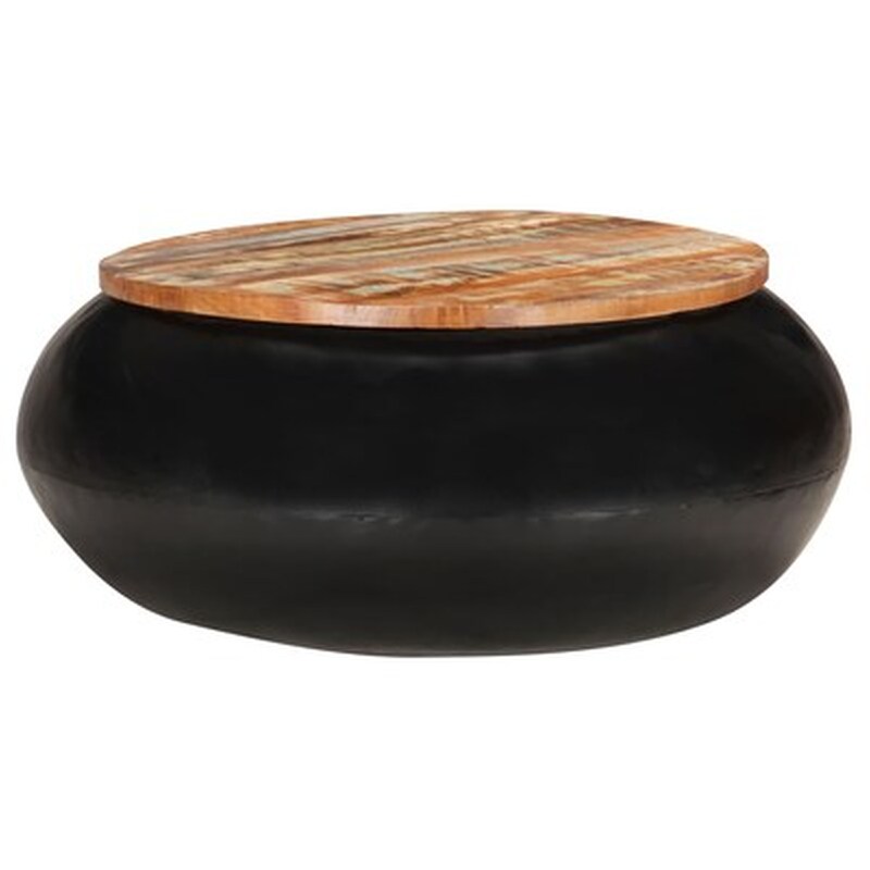 Τραπεζάκι Σαλονιού VidaXL από Μασίφ Ανακυκλωμένο Ξύλο 68x68x30cm - Μαύρο