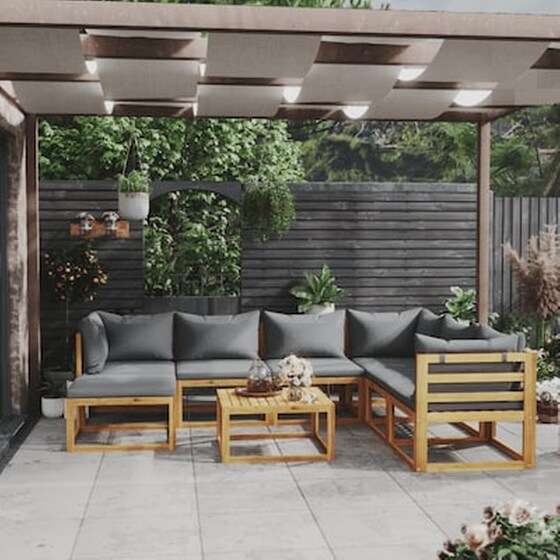 Σαλόνι Κήπου 8 Τεμαχίων Από Μασίφ Ξύλο Ακακίας Με Μαξιλάρια image 0