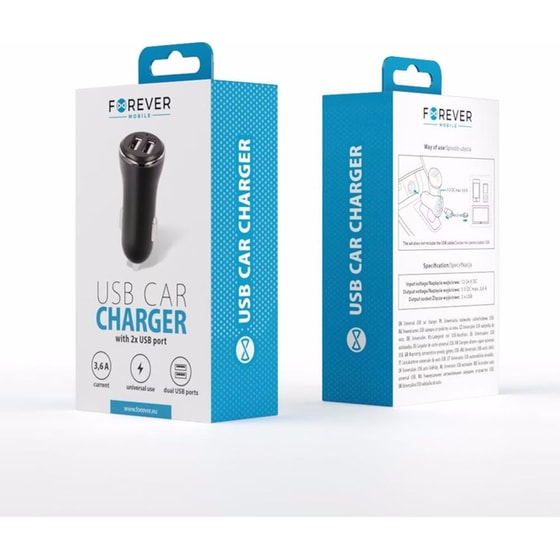 Φορτιστής Αυτοκινήτου Forever CC-03 2x USB-A - Black image 1