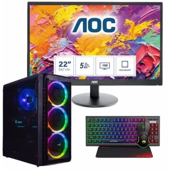 Desktop Vengeance Aero-o2 (Ryzen 5-5600G/16GB/512GB SSD/Radeon Vega 7 Graphics/FreeDOS) & Οθόνη 22" & Σετ πληκτρολόγιο/ποντίκι image 0