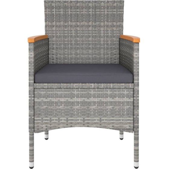 Σετ Επίπλων Bistro Κήπου VidaXL  από Συνθ. Ρατάν και Ψημένο Γυαλί 5Τμχ - Γκρι image 3