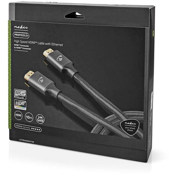 Καλώδιο NEDIS CVTB34000GY100 HDMI 2.0 10m με Ethernet - Μαύρο image 2