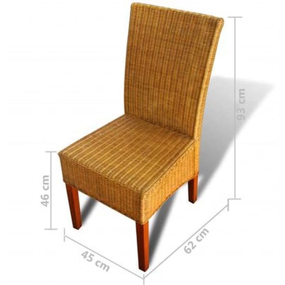 Καρέκλες Τραπεζαρίας Vidaxl από Γνήσιο Ρατάν 4 Τμχ - Καφέ image 6