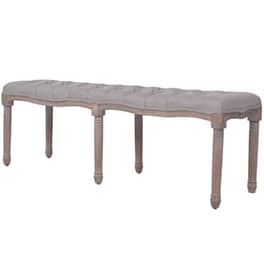 Σκαμπό Σαλονιού Ταμπουρέ Vidaxl Λινό Και Μασίφ Ξύλο 150x40x48 cm - Ανοιχτό Γκρι