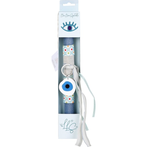 Αρωματική Λαμπάδα Live.Love.Sparkle με Μπρελόκ Ματάκι Λευκό/ Μπλε image 0