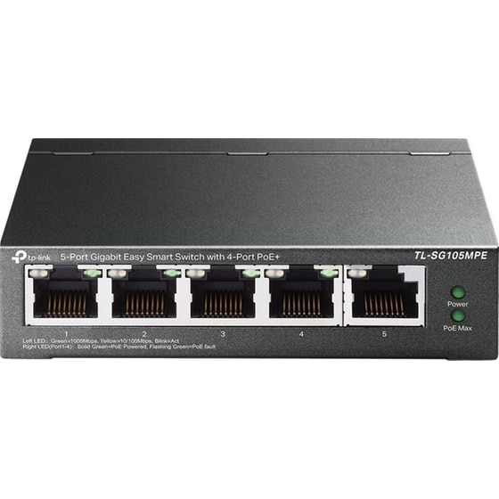 TP-Link TL-SG105MPE Network Switch Easy Smart Gigabit Ethernet (10/100 Mbps) 5-Port with 4-Port PoE+ Support image 0
