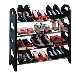 Παπουτσοθήκη - Stand Shoe Rack Με 4 Σειρές Αποθήκευσης Από Πλαστικό 65x20x65 cm - Μαύρη