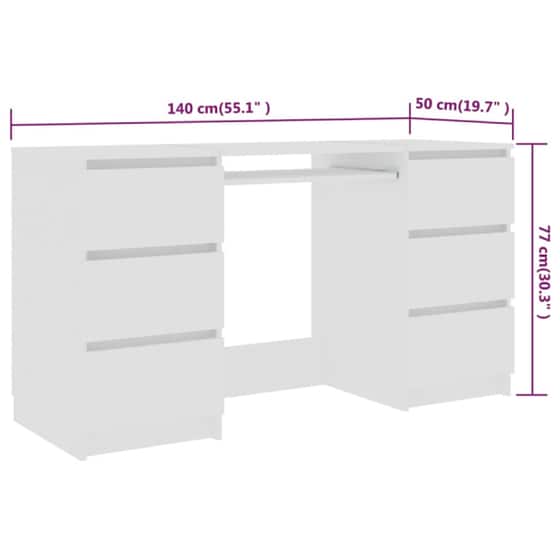 Γραφείο Υπολογιστή VidaXL από Μοριοσανίδα 140x50cm - Λευκό image 5