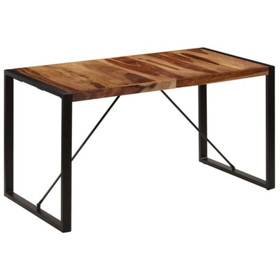 Τραπεζαρία Vidaxl από Μασίφ Ξύλο Sheesham 140x70x75 cm - Μαύρο/Καφέ image 1