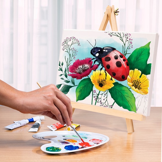 AS Company HappiHobbi Σετ Εργαστήριο Ζωγραφικής με Ακρυλικά Χρώματα & Ξύλινο Καβαλέτο (1038-11042) - Τυχαία Επιλογή Σχεδίου image 5