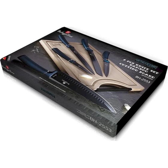 Σετ Μαχαίρια Berlinger Haus Metallic Line Aquamarine από Ανοξείδωτο Ατσάλι με Επιφάνεια Κοπής από Μπαμπού 5 Τμχ image 1