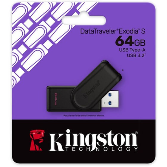 Kingston DataTraveler Exodia S USB 3.2 Stick 64GB - Mαύρο image 1