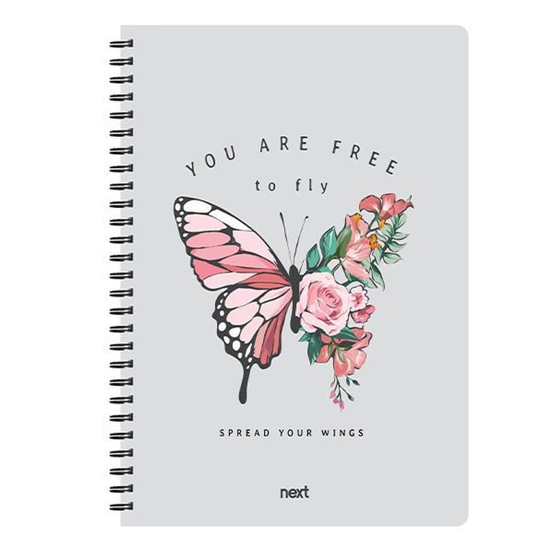 Τετράδιο Σπιράλ Next 2 Θεμάτων Trends Butterfly 70 Φύλλων NEXT