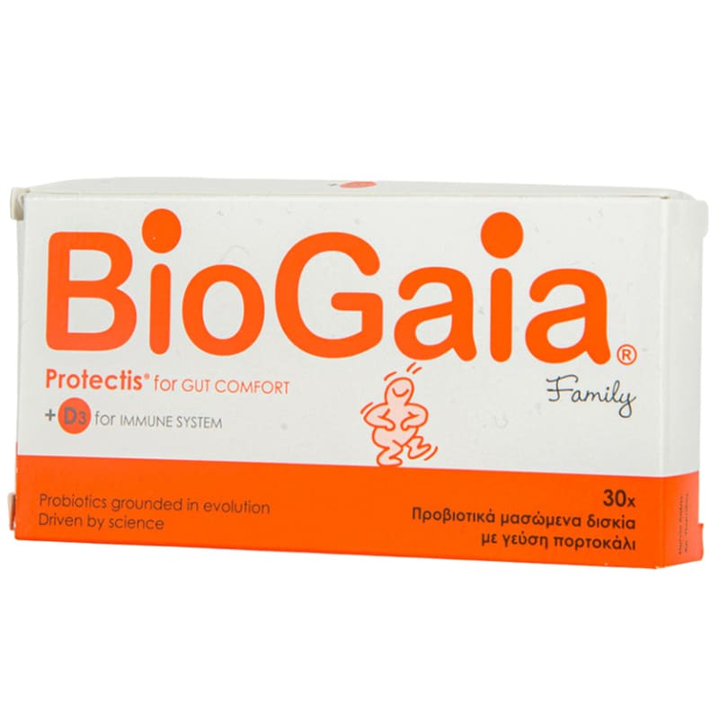 Προβιοτικά Biogaia Family Protectis For Gut Comfort+d3 For Immune System - 30 μασώμενες ταμπλέτες