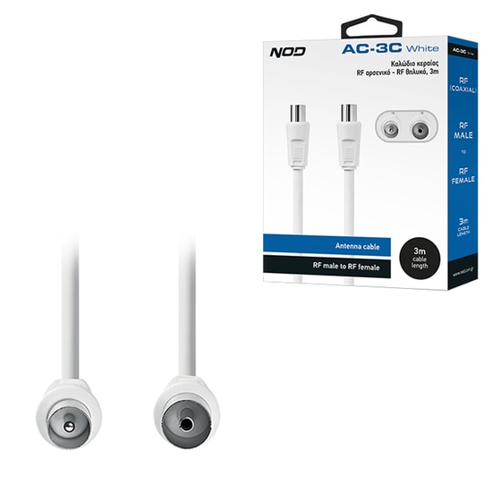 NOD Καλώδιο Κεραίας AC-3C WHITE 1x RF Male σε 1x RF Female 3 m Λευκό image 1