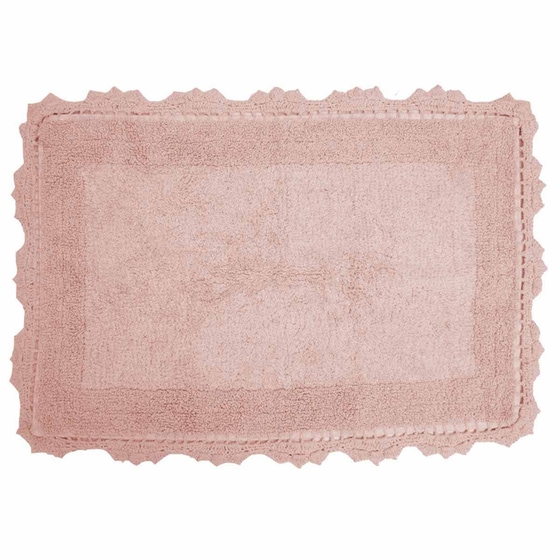 Πατάκι Μπάνιου Anna Riska Lace Ορθογώνιο Βαμβακερό 50x80 cm - Ροζ image 0