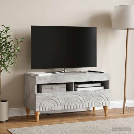 Έπιπλο Τηλεόρασης με LED VidaXL από Επεξεργασμένο Ξύλο - Γκρι Σκυροδέματος image 3
