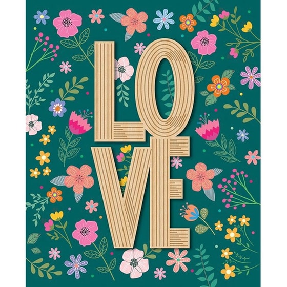 Ευχετήρια Κάρτα GNF Λουλούδια Love με Glitter image 0