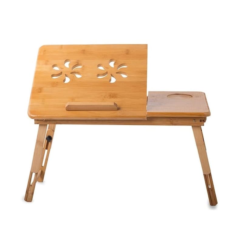 ARIA TRADE Ξύλινο Πτυσσόμενο Τραπεζάκι Laptop Από Bamboo Με Ρυθμιζόμενο Ύψος, 50x30 Cm