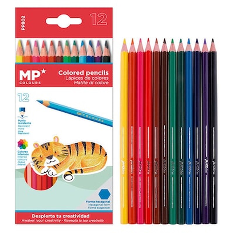 MP Mp Χρωματιστές Ξυλομπογιές Pp802, 12τμχ