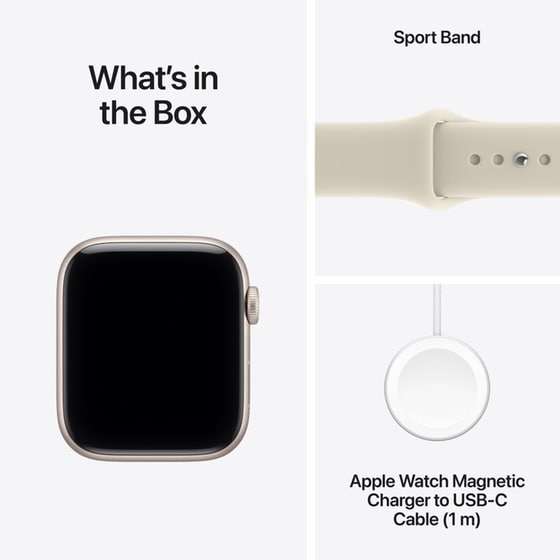 Apple Watch SE 3 GPS 44mm Starlight Aluminium Case with Sand Sport Band - M/L image 6
