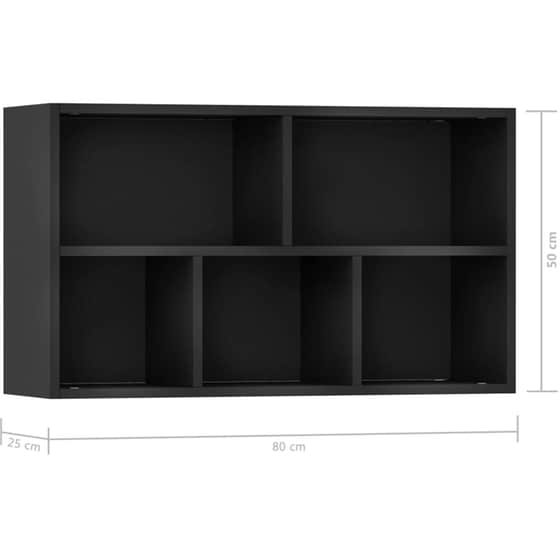 Βιβλιοθήκη VidaXL από Μοριοσανίδα 50x25x80 cm - Μαύρο image 10