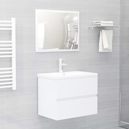 Vidaxl Σετ Επίπλων Μπάνιου 2 Τεμαχίων Γυαλιστερό Λευκό Από Μοριοσανίδα