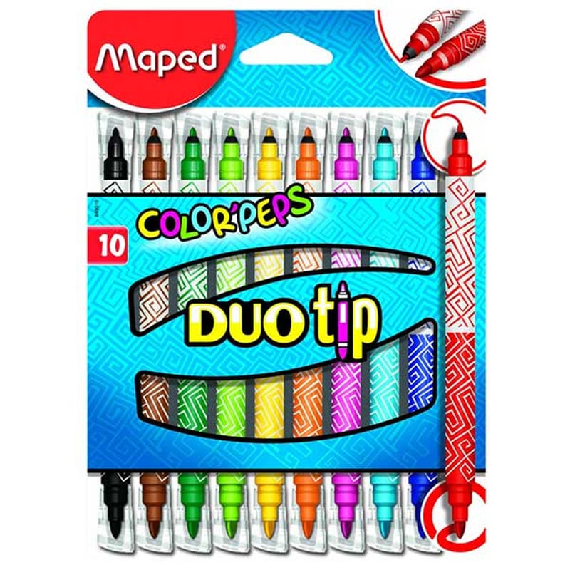 MAPED Μαρκαδόροι Color Peps Duo Με Λεπτή Και Χοντρή Μύτη - 10 Χρώματα