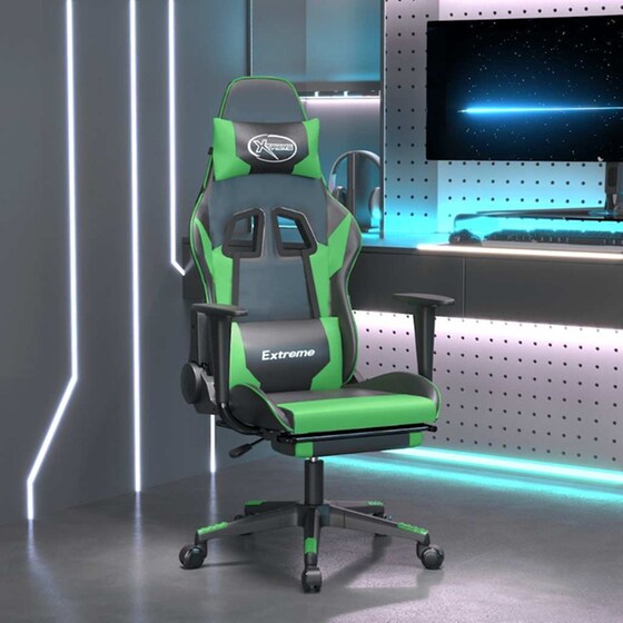Καρέκλα Gaming VIDAXL 345460 με Υποπόδιο από Τεχνητό Δέρμα - Μαύρο image 10