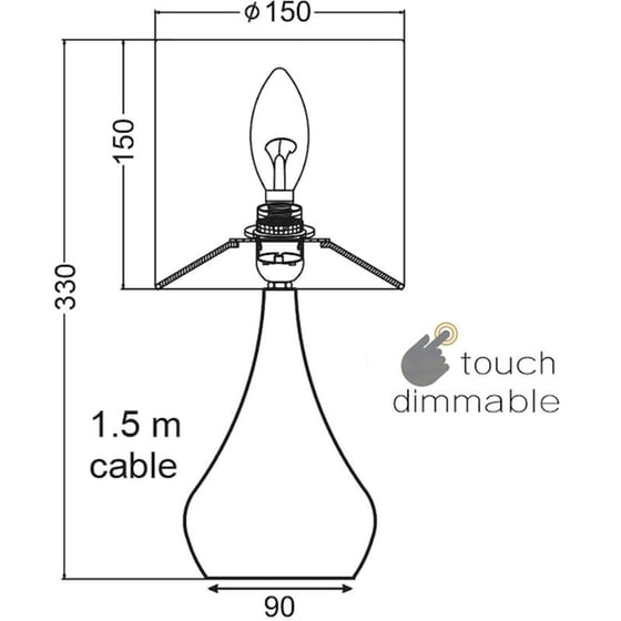 Πορτατίφ Αφής Με Dimmer Aca Bellatris Ks1178t1cp Υφασμάτινο - Μαύρο image 1