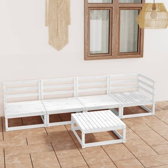 Vidaxl Σαλόνι Κήπου Σετ 5 Τεμαχίων Λευκό Από Μασίφ Ξύλο Πεύκου image 1