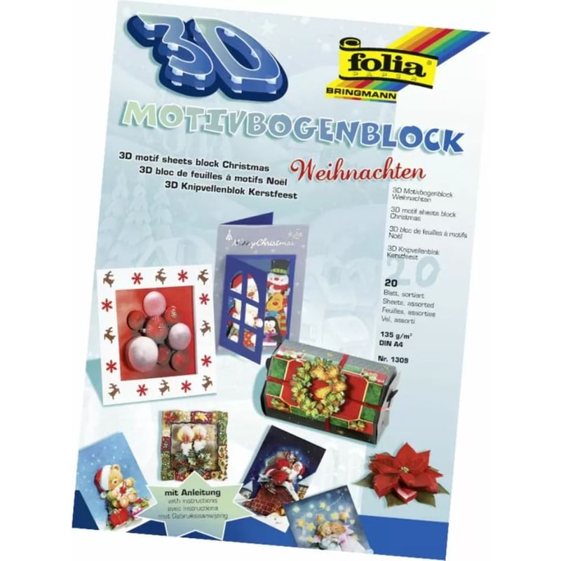 FOLIA Μπλοκ 3d Μοτίφ, 20 Φύλλα Α4 21x29εκ, Χριστούγεννα