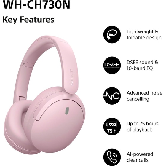 Sony WH-CH730N Ασύρματα Ακουστικά Κεφαλής Noise Cancelling - Pink image 1