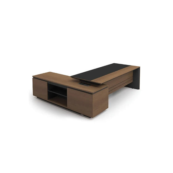 Γραφείο Γωνιακό Proline 200x180 cm - Καρυδί/Μαύρο image 1