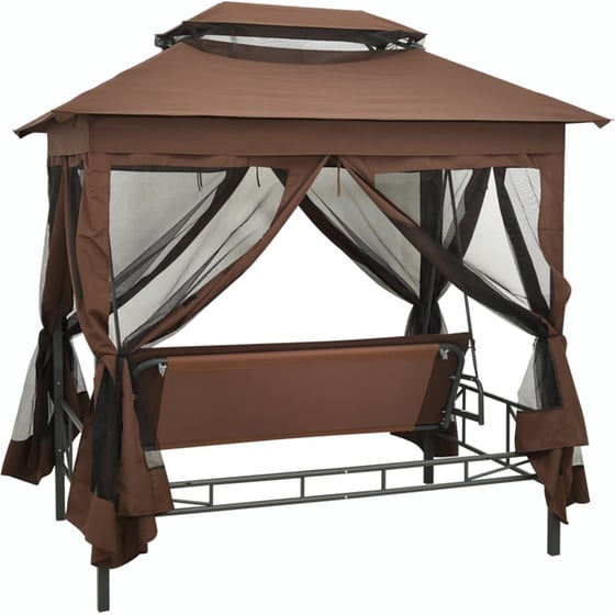 Κούνια Κήπου VidaXL με Σκίαστρο  από Χάλυβα 220x160x240 cm - Καφέ image 2