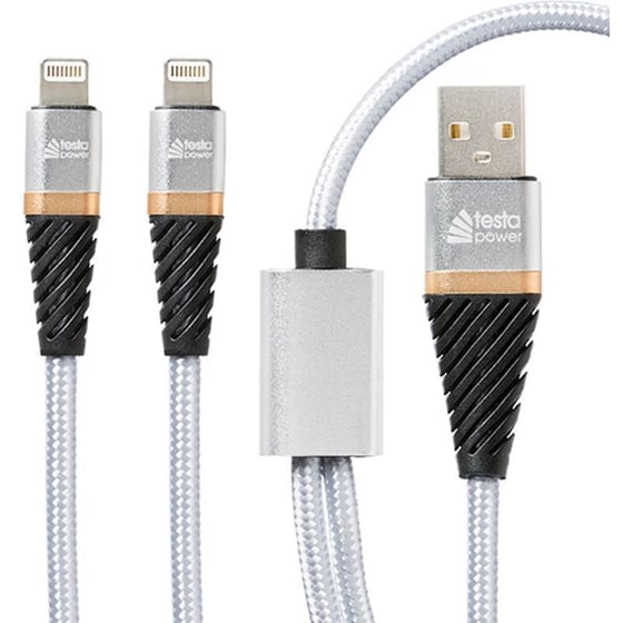 Testapower Dual Lightning Fast Charging Cable Καλώδιο Φόρτισης Usb / Dual Lightning Cable (1 Μέτρο – Braided) image 0