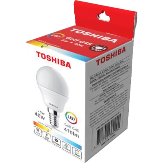 Λάμπα LED Toshiba G45 E14 5W 3000K - Θερμό Λευκό image 1