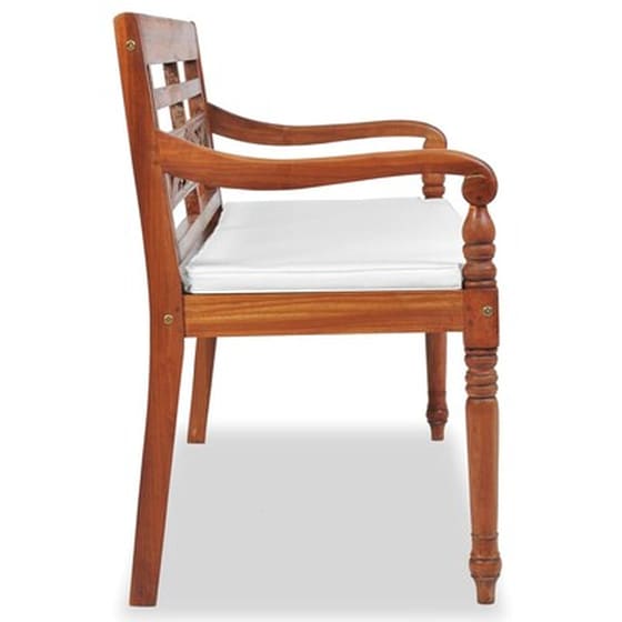 Παγκάκι Batavia VidaXL από Ξύλο Teak με Μαξιλάρια 120x51.5x84cm - Καφέ image 2