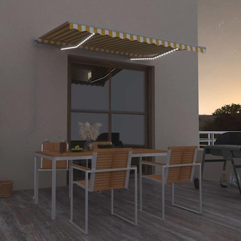 Τέντα Vidaxl Συρόμενη Χειροκίνητη με LED 300x250cm - Λευκό/Κίτρινο