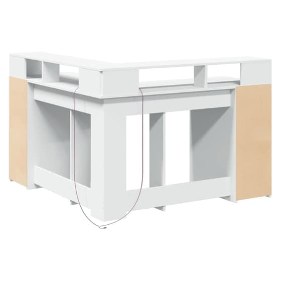 Γραφείο VidaXL με LED από Επεξεργασμένο Ξύλο 130x130x91 cm - Λευκό image 6