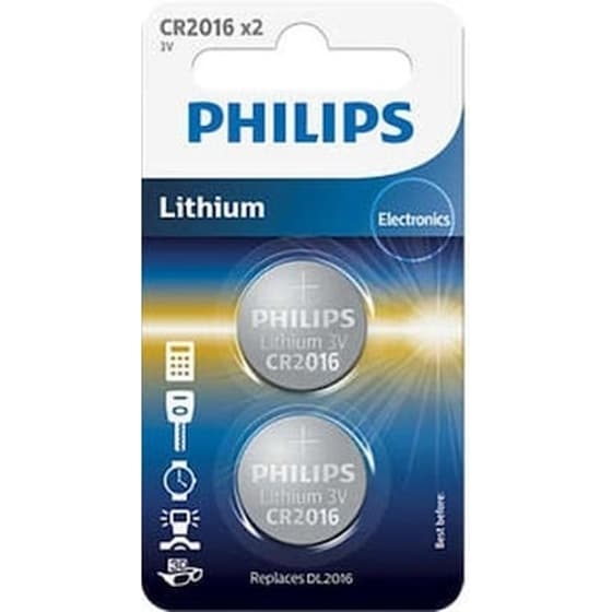 Μπαταριες Button Cell 2pcs Cr2016 Philips Bl Cr2016p2/01b 5x0,5x9,5cm image 0