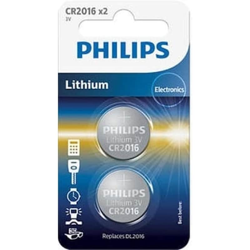 PHILIPS Μπαταριες Button Cell 2pcs Cr2016 Philips Bl Cr2016p2/01b 5x0,5x9,5cm