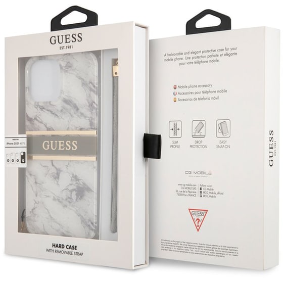Θήκη Apple iPhone 13 Pro Max - Guess Marble Collection Printed Stripe - Γκρι/Λευκό image 2