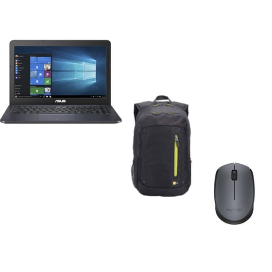 Laptop Asus 14" (E2-6110/4GB/64GB/Radeon R2) & Τσάντα Laptop Πλάτης 15.6" Case Logic & Ασύρματο Ποντίκι Logitech image 0