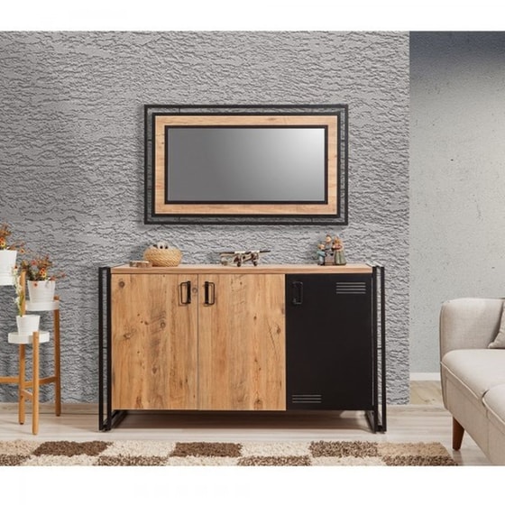 Μπουφές 24Mall Cosmo από Μοριοσανίδα/Μέταλλο 140x45x80 cm - Καφέ/Μαύρος image 1