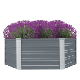 Vidaxl Ζαρντινιέρα Ψηλή Γκρι 129 X 129 X 46 Εκ. Γαλβανισμένος Χάλυβας